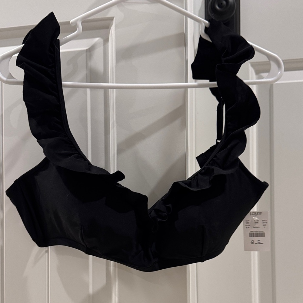 J. Crew Black Ruffled Bikini top